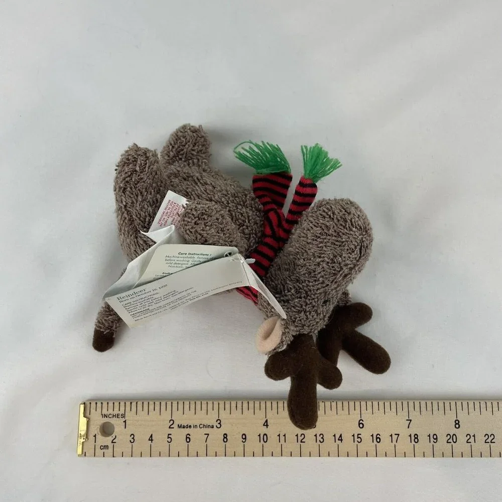 RARE Russ Home Buddies Reindeer 6” Plush 4140‎ Red Stripe Scarf Vtg 1998